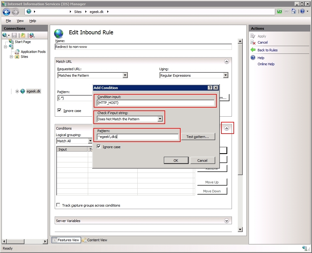 URL Rewrite IIS 7.5. IIS redirect www to non www.